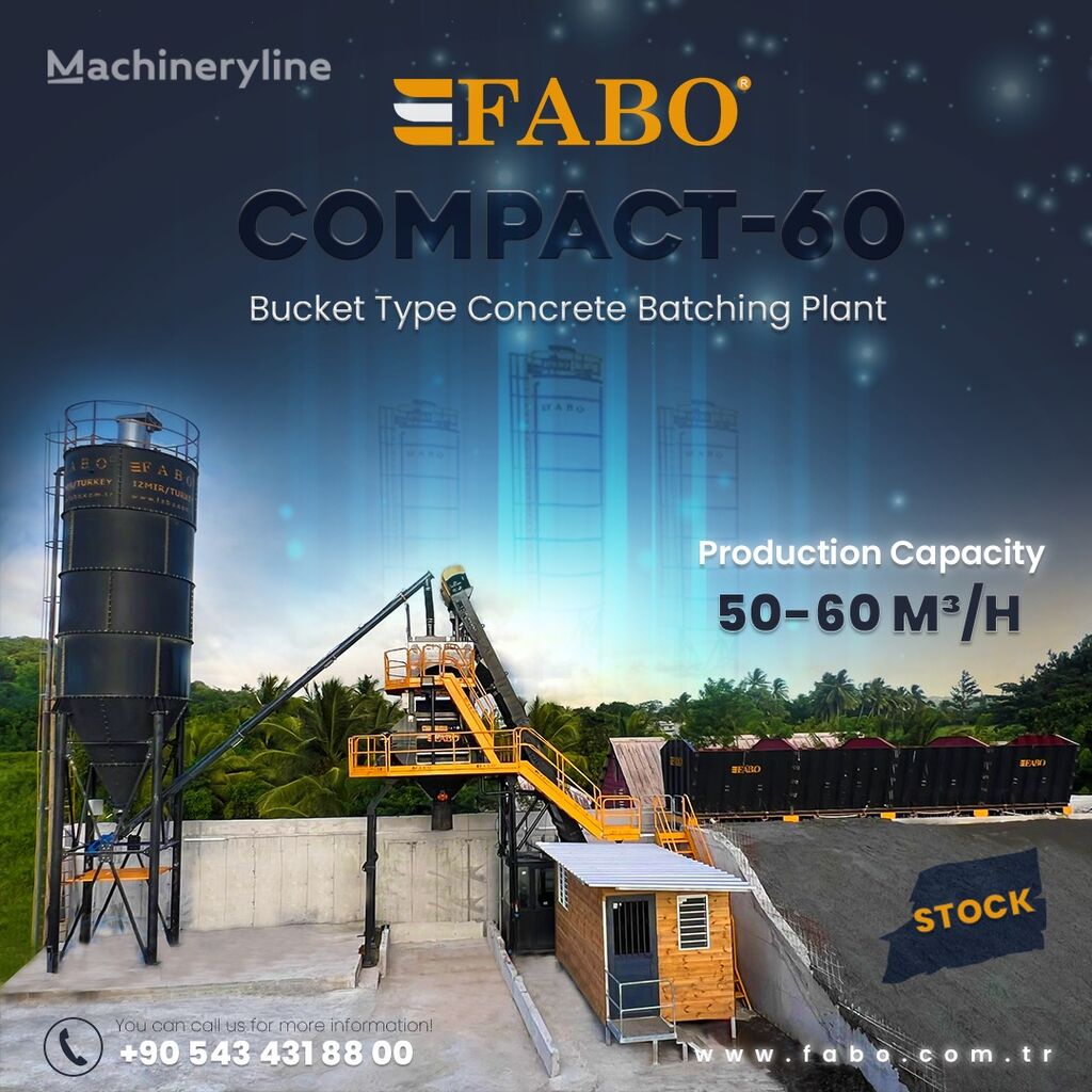 nový betonáreň FABO SKIP SYSTEM CONCRETE BATCHING PLANT | 60m3/h Capacity | STOCK