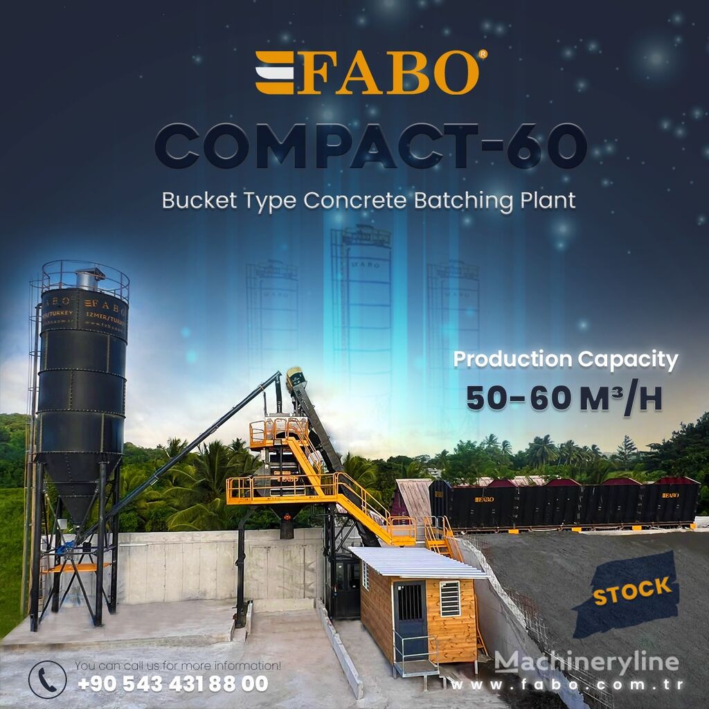 nový betonáreň FABO SKIP SYSTEM CONCRETE BATCHING PLANT | 60m3/h Capacity | STOCK